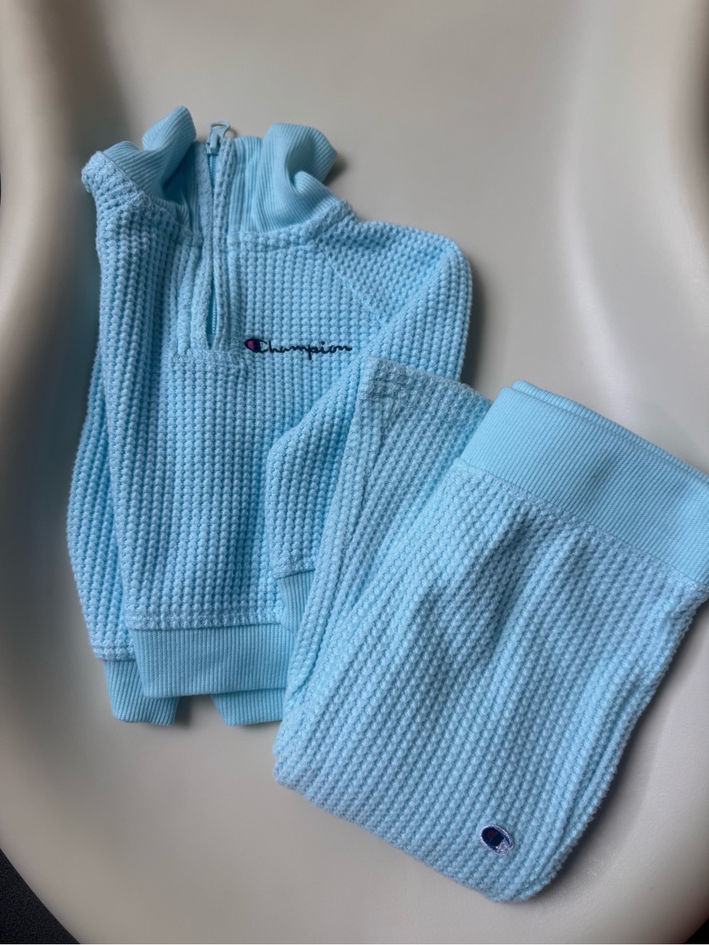 Champion Kids Light Blue Waffle Knit Matching Set